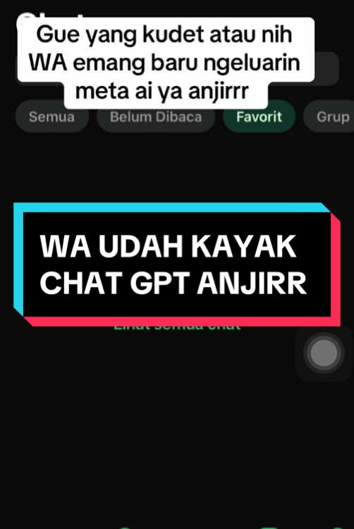 Tolong sejak kapan wa bisa gini, kann jadi gampang klo mau tanya apa aja 😭😭 #metaAi#whatsapp#fypage#chatgpt