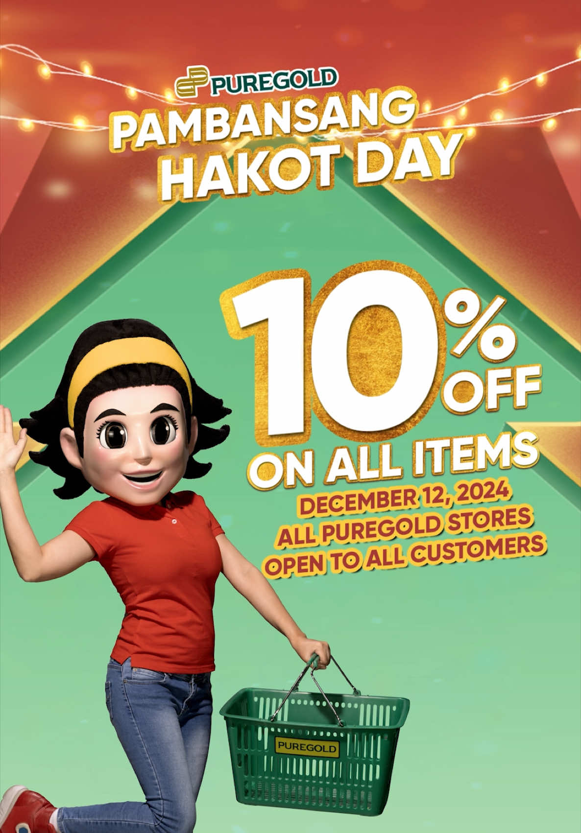 ’Tis the season for ALWAYS PANALO savings, mga ka-Puregold! Humanda na sa 12.12 Pambansang Hakot Day! Get 10% OFF on *ALL ITEMS sa darating na December 12, 2024! Pamasko, Noche Buena, o pang-negosyo, lahat ng kailangan mo, kumpleto at pwedeng mabili ng murang-mura sa Puregold! Kitakits!!! 🛒🛒 #PambansangHakotDay #PuregoldHakotDay2024