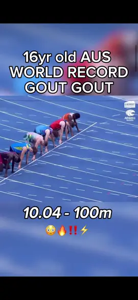 WHAT JUST HAPPENED!! GOUT GOUT (16yr AUS🇦🇺) - 100m 10.04  😳⚡️🏃‍♂️| WORLD RECORD | @Athletics Australia 🎥| #goutgout #100m #worldrecord #bolt #athlete #athletics #sprinter #track #trackandfield #fyp 