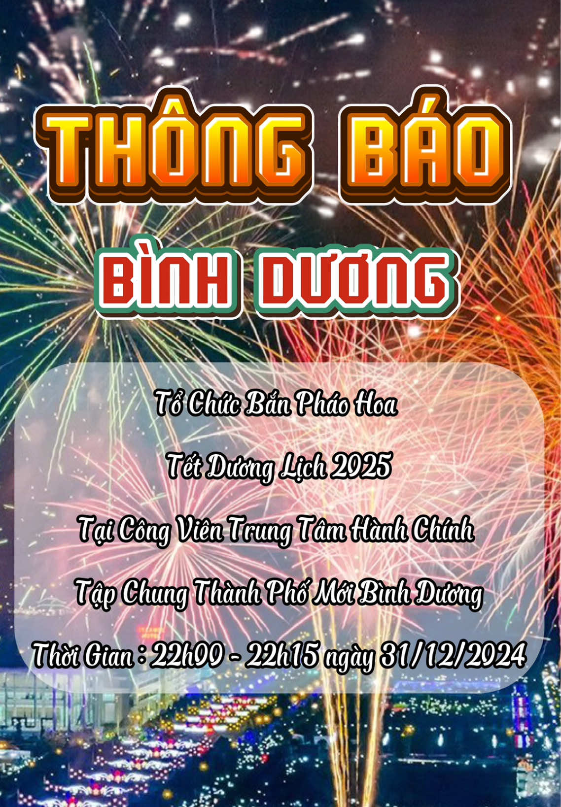 Bình Dương Dự Kiến Bắn Pháo Hoa Tết Dương Lịch 2025 🎆🎇| #tet2025 #xuhuong #demngaydentet #xuân2025 