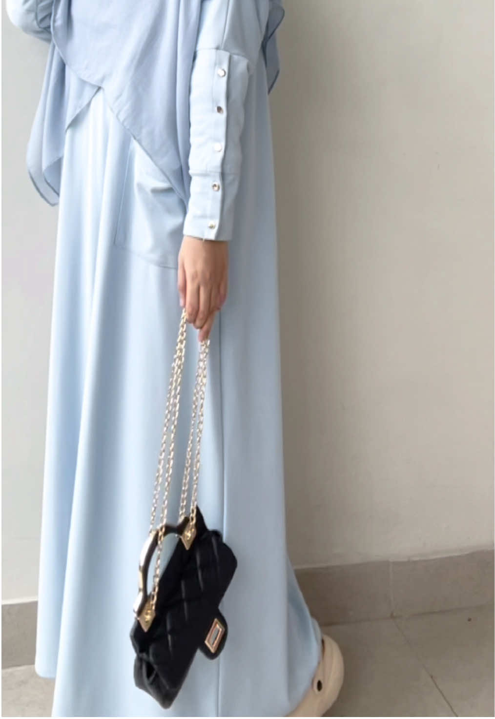 Abaya bianca softblue Mix Arabian Voal soft denim💙#promoguncang1212 #PromoGuncang1212 