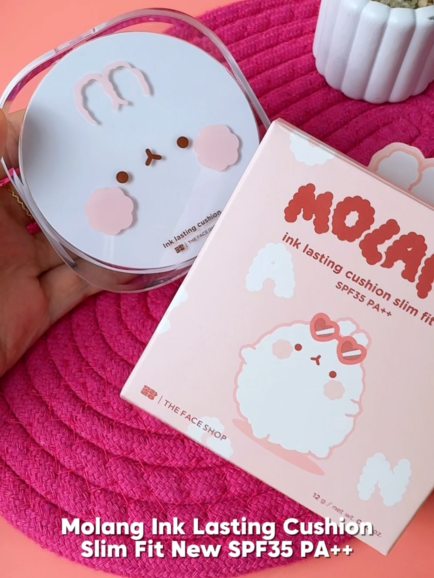 My favorite, of course—Molang Ink Lasting Cushion Slim Fit New SPF35 PA++! 💕✨ Get yours now at The Face Shop! 🛍️ #Molang #FlawlessSkin #TheFaceShop