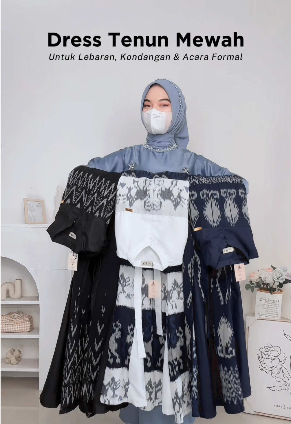 Dress tenun mewah untuk lebaran & kondangan #fyp #ootdhijab #dresstenun