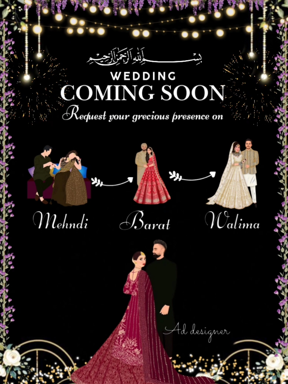 wedding coming soon announcement get order now what's app us 03438310400 or inbox us for more details with very reasonable price  #weddingday #WeddingSeason #ElegantInvites #WeddingVibes #DigitalInvitations #WeddingIdeas #BrideAndGroom #ECardDesign #TikTokWedding #WeddingPlanning #PakistaniWedding #weddingcomingsoon #weddinginvite #wedding #WeddingECard #foryou #foryoupage 