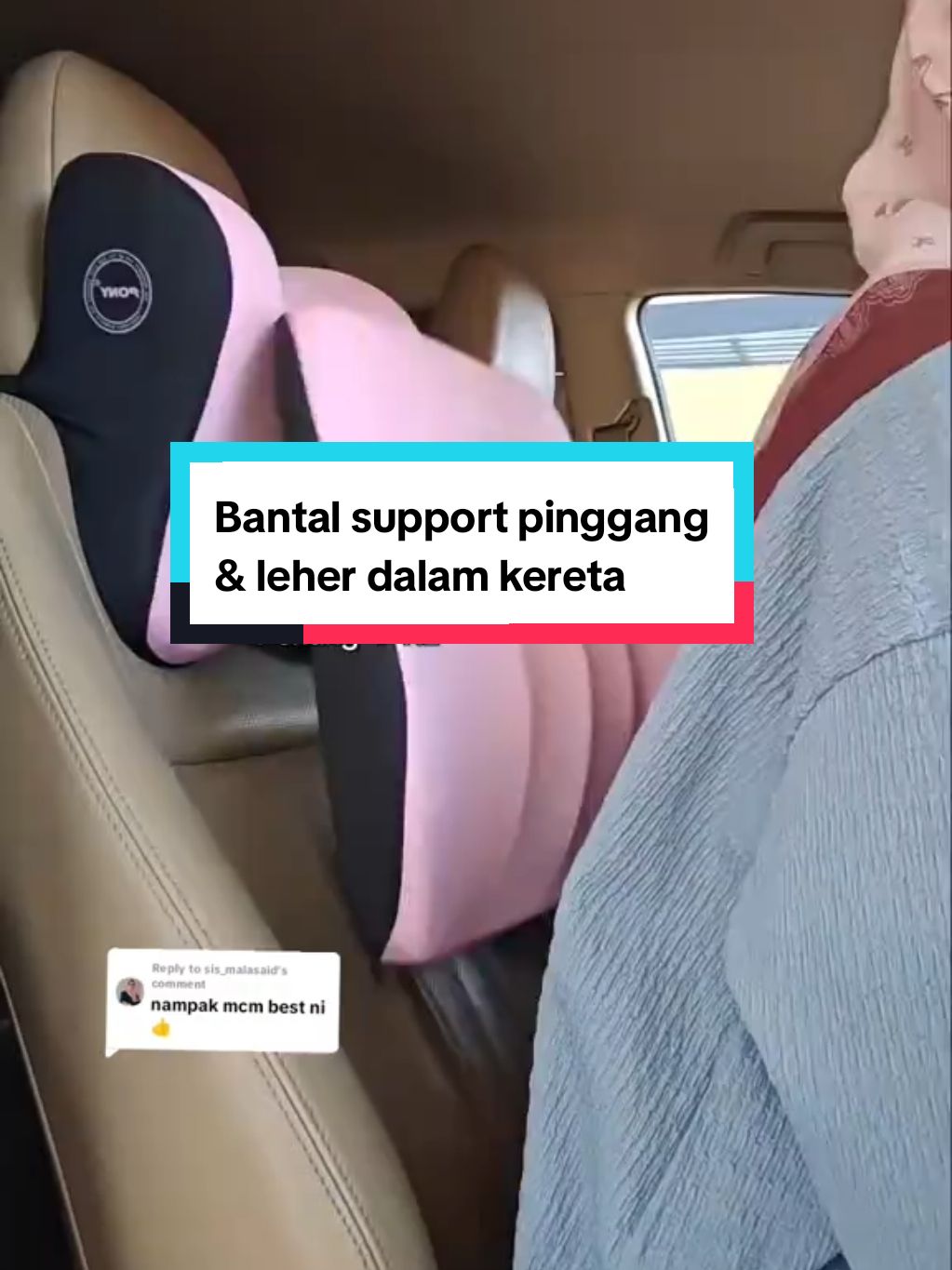 Replying to @sis_malasaid Pinggang dah tak sakit drive Lama2 😍😍... Bantal support pinggang & leher..dah tak lenguh2 lagi dah..selesa je🥰🥰 Bukan saja guna dalam kereta tau..boleh guna dekat pejabat juga👍👍👍 Berbaloi beli tau ✅ #bantal #supportpillow #headrestpillow #bantalleher #bantalpinggang #bantalsandar #bantalkereta #pony #arthahidayah #arthahidayahstorytime 