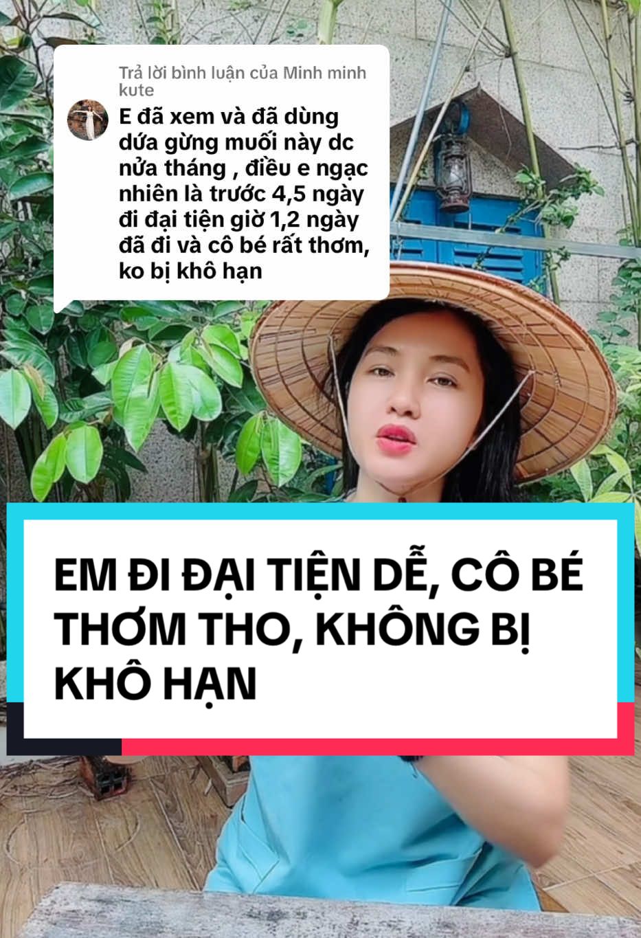 Trả lời @Minh minh kute @Minh minh kute: E đã xem và đã dùng dứa gừng muối này dc nửa tháng , điều e ngạc nhiên là trước 4,5 ngày đi đại tiện giờ 1,2 ngày đã đi và cô bé rất thơm, ko bị khô hạn#duagungmuoi #khohan 