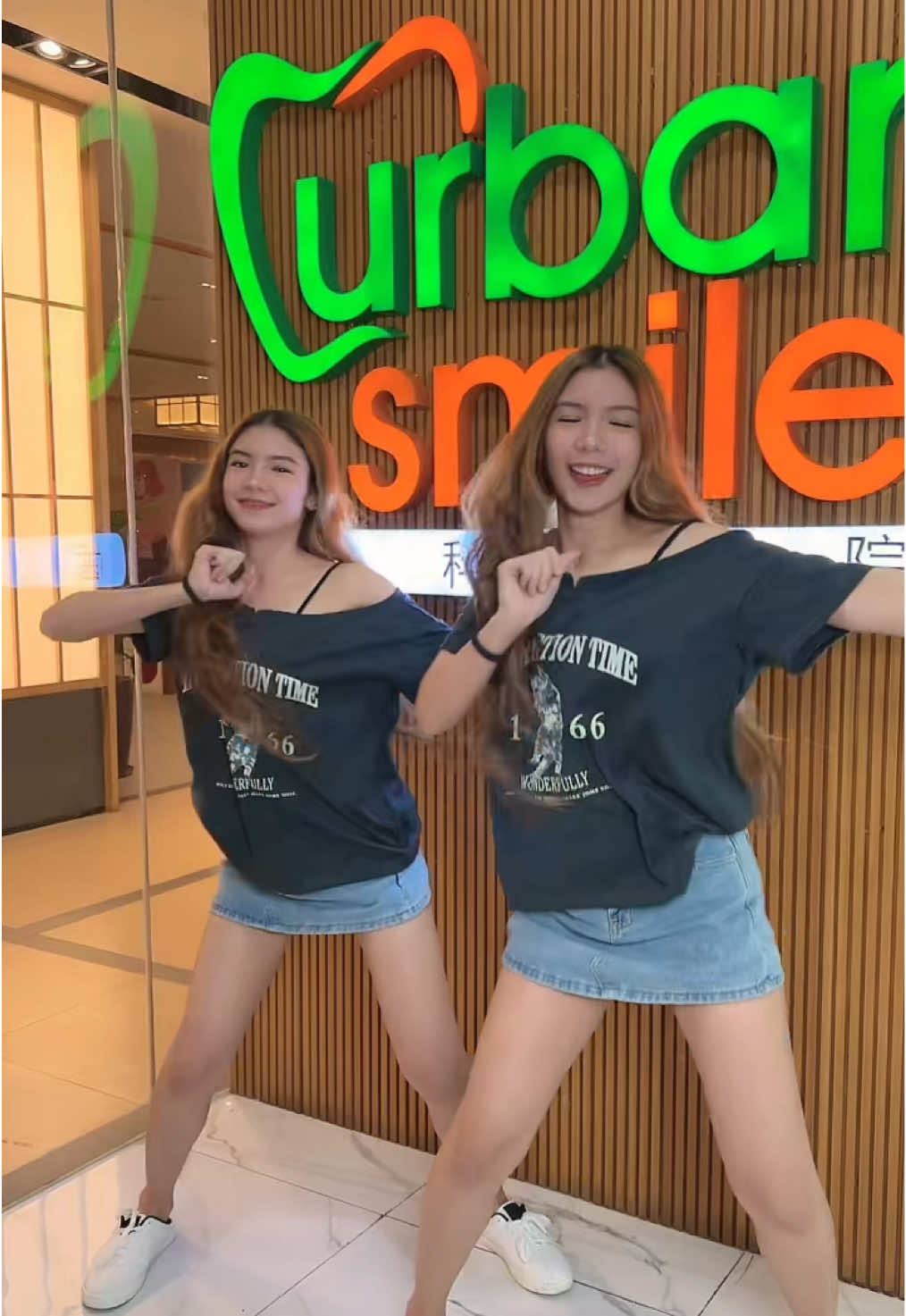 Smiling confidently with @Urban Smiles Dental Clinic 💚🧡 #kittyandkakai #tiktokph #dancechallenge #twins #urbansmiles #urbansmilesdentalclinic #fyp #fypシ゚ 