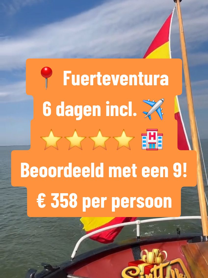 🌞 Wie had er eigenlijk ook in de zak mee naar Spanje moeten gaan? Laat het even weten! 📍 Fuerteventura  6 dagen incl. ✈️ ⭐️⭐️⭐️⭐️ 🏨 incl. ontbijt 🥞 € 358 per persoon #meervakantievoorminder #fuerteventura #elcotillo #winterzon #dezakvansinterklaas 