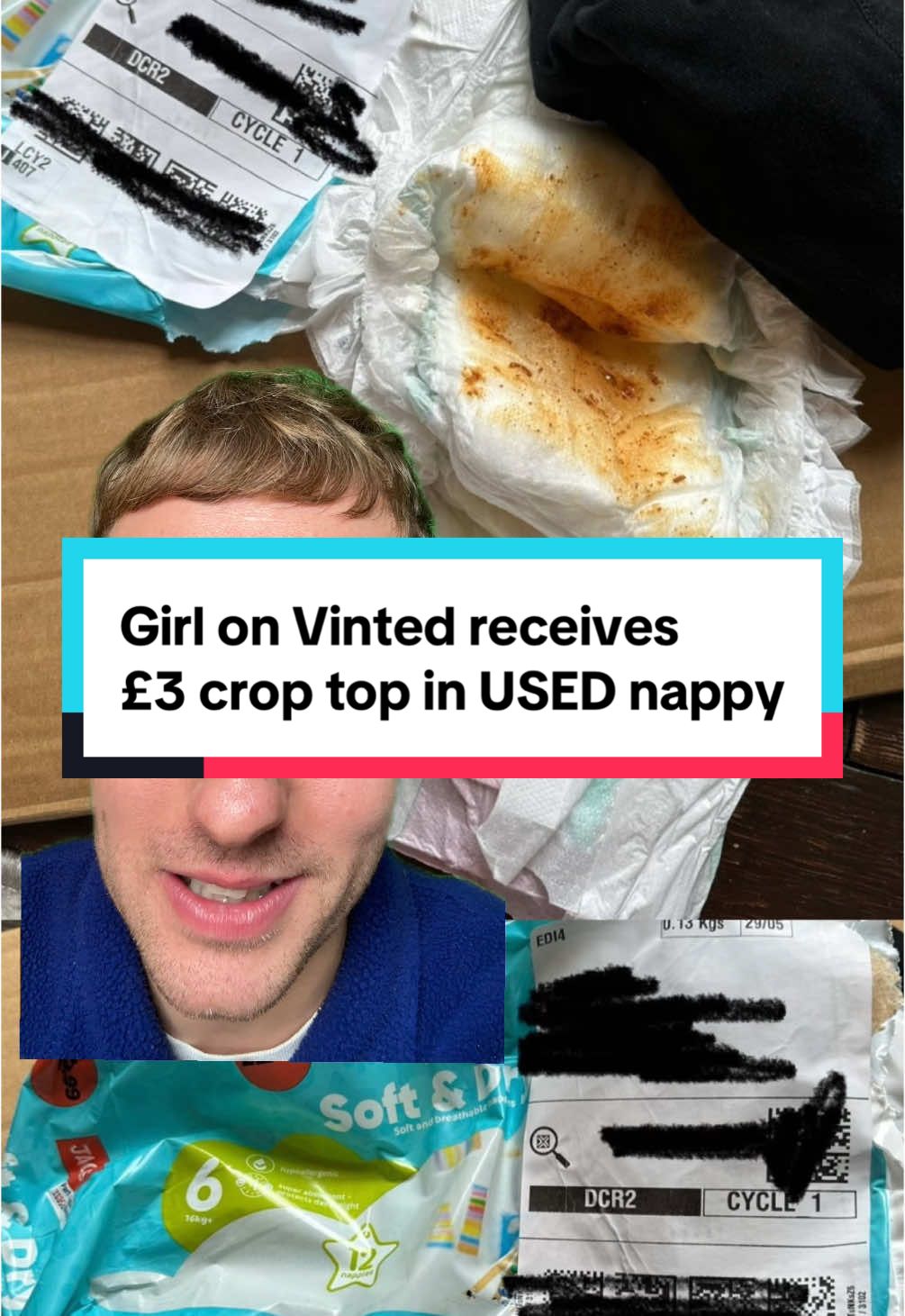 girl on vinted receives £3 crop top in a used nappy