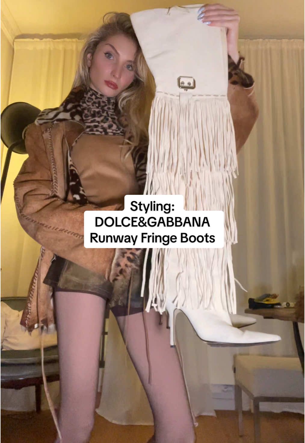 I kept you waiting, but this one goes out to the OGs @nks.mwt @sacrificial.lamborghini 🤠👢🐆🤎 #dolcegabbana #fringeboots #bohorock 