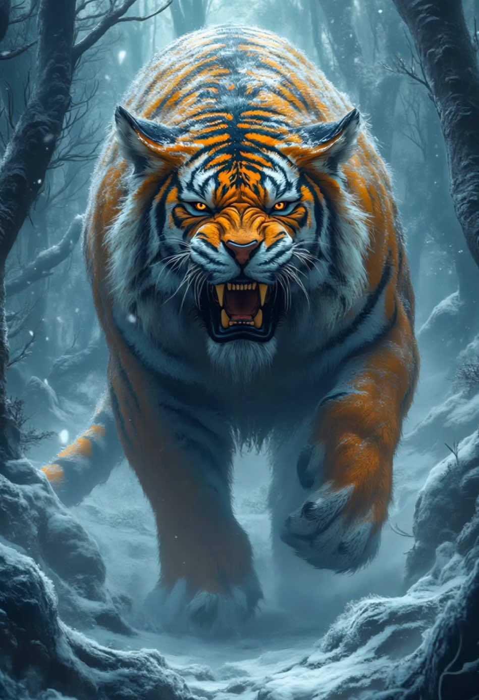 Frozen Fury: Beast King in the Snow Forest #capcut #animal #fypviral #nature #set as wallpaper #foryoupageofficiall #8k ultra HD video wallpaper #usa_tiktok #lion #tiger 