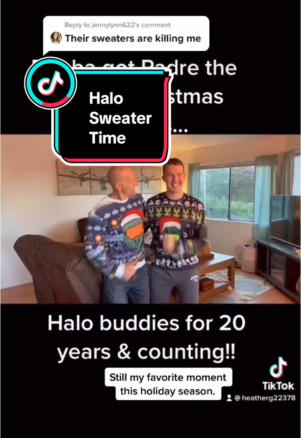 #Halo #uglychristmasweaters about to come out again … These #emptynesters cant wait to be with the kids soon. #myflyboys #militarylife #bicoastal … #militaryhomecoming for these parents… aaahhh … #icantwait … these two are #hilarious when they #dance 