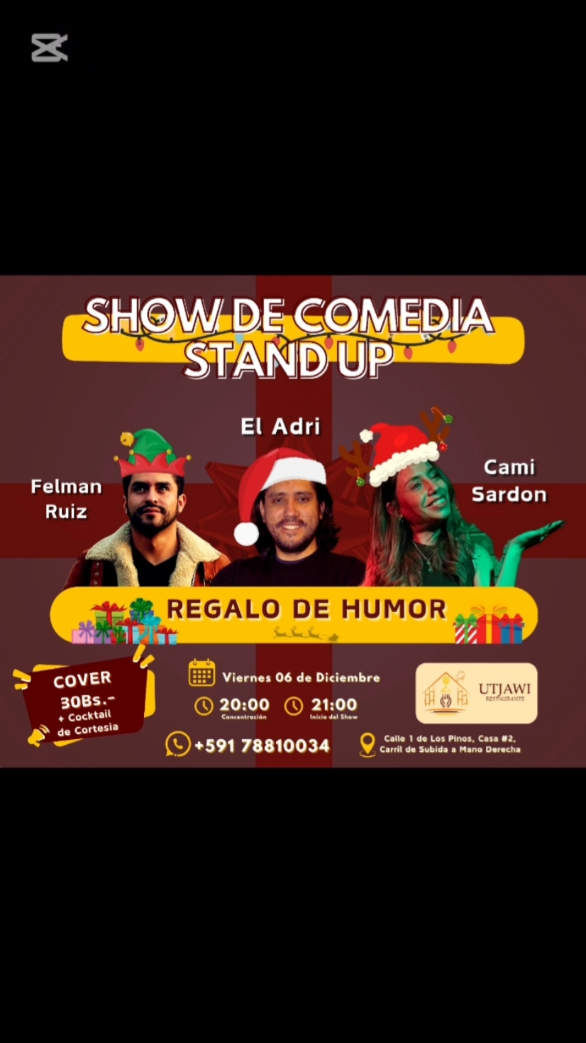 Reservas al 78810034 o mensaje privado. #standup #show #humor #comedia #lapaz #bolivia #regalo 