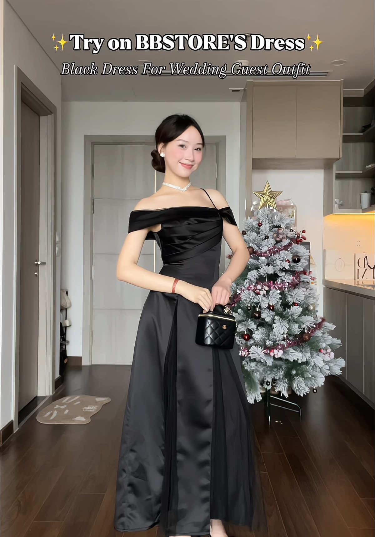 Váy đi tiệc xinh sang 🍷✨🖤🦢 #đầm_tiệc #dress #weddingguestdress #fypシ #review #GocLamDep #videoviral #xuhuong 