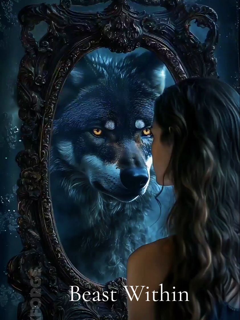 Do you dare face the beast within?🐺🪞 #wolf #beast #beauty #aiart #aicontent #fluxforge #midjourneyart #within 