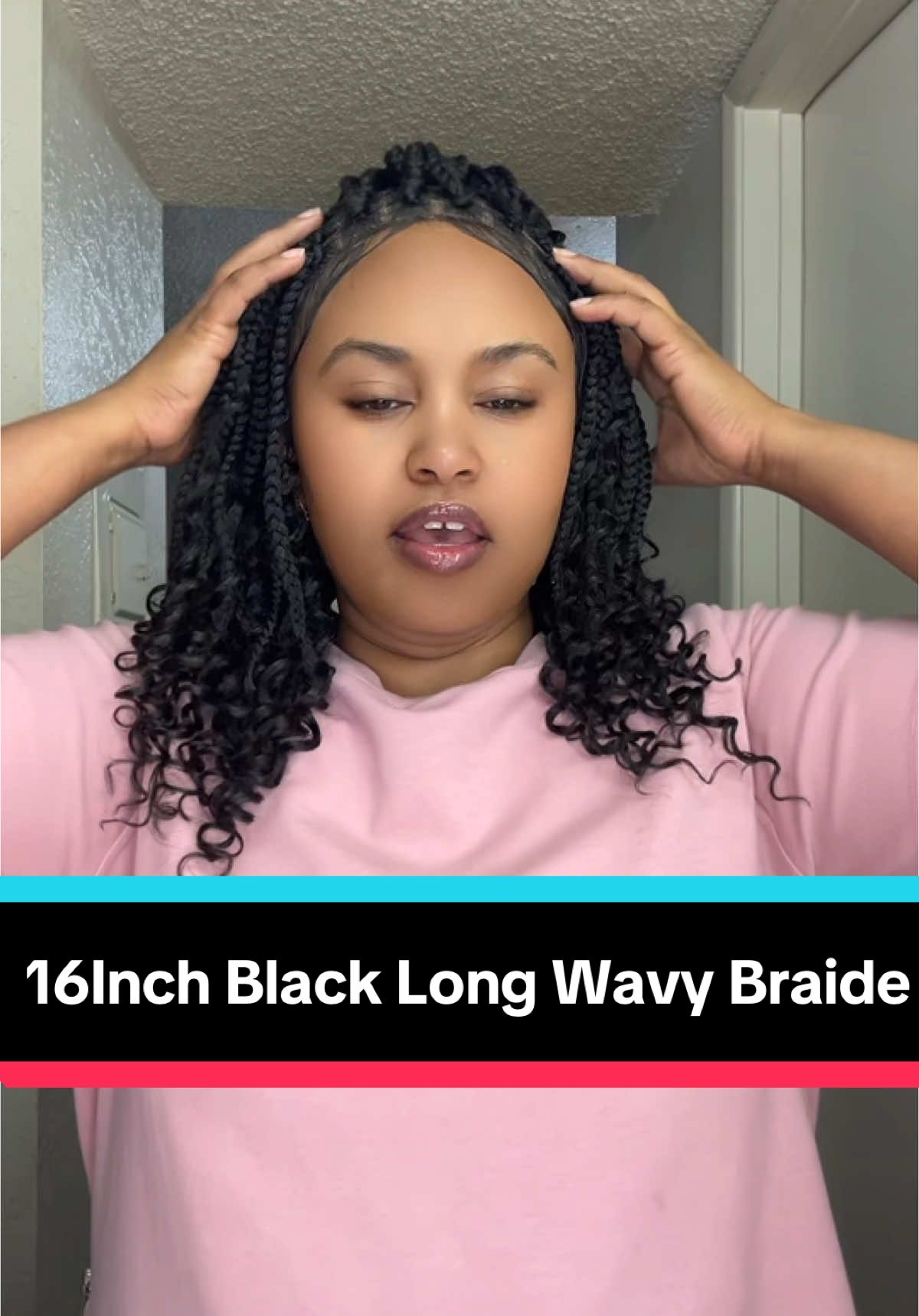 I love this wig. it looks so natural and not heavy#christmasgiftideas#holidayhaul#sales@16Inch Black Long Wavy Braide 