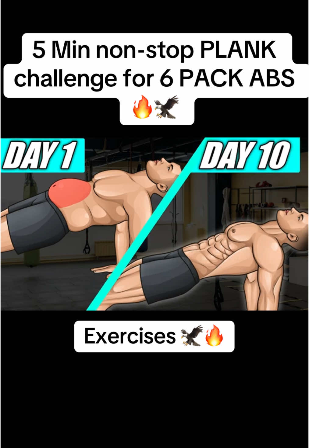 5 Min non-stop PLANK challenge for 6 PACK ABS 🔥🦅#workout #sixpack #abs #absworkout #bellyfat 