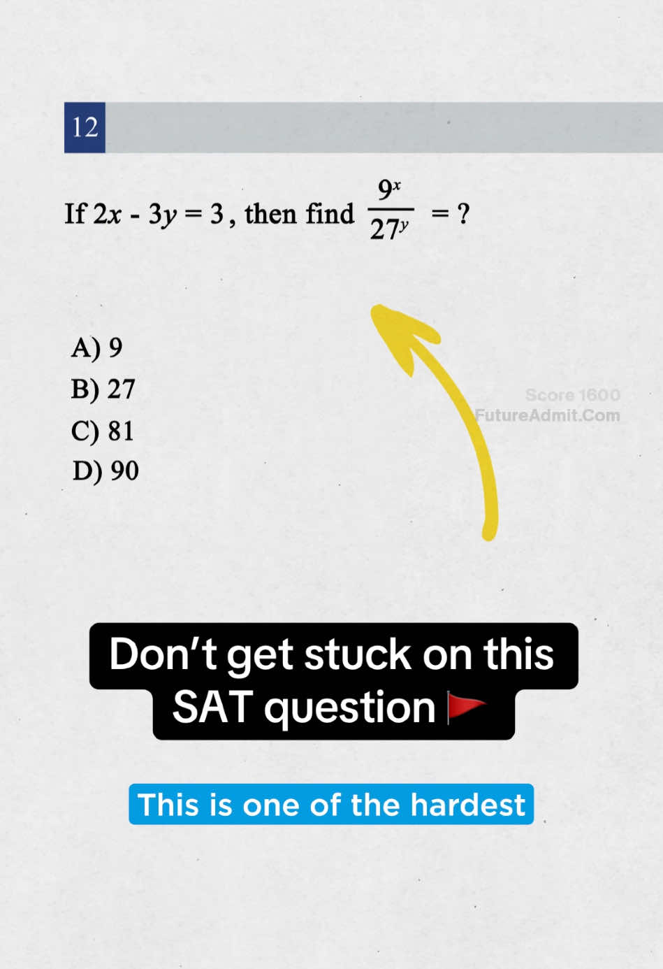 Don’t get stuck on this SAT question 🤔   Check bio for 10 proven SAT strategies to maximize your score 🧪 #satprep #digitalsat #digitalsathacks#satmath #satreading #sattestprep #highschoolparents #psatprep #psat #collegeadmissions 