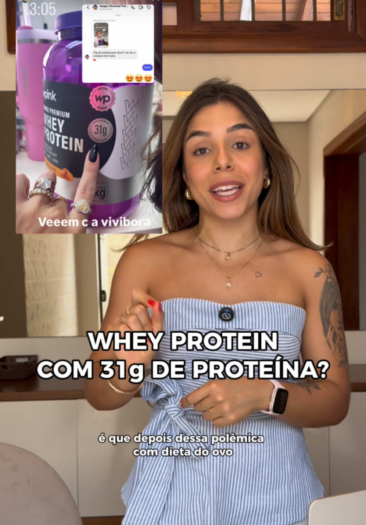 😱WHEY PROTEIN COM 31g DE PROTEÍNA?🤩 Vem assistir com calma que eu te explico ✅💜 Como já era esperado Virgínia lançou seu whey protein mas ainda não está a venda (acho), porém ela já está mostrando nos stories 👀 eai, oq achou da jogada de marketing? 