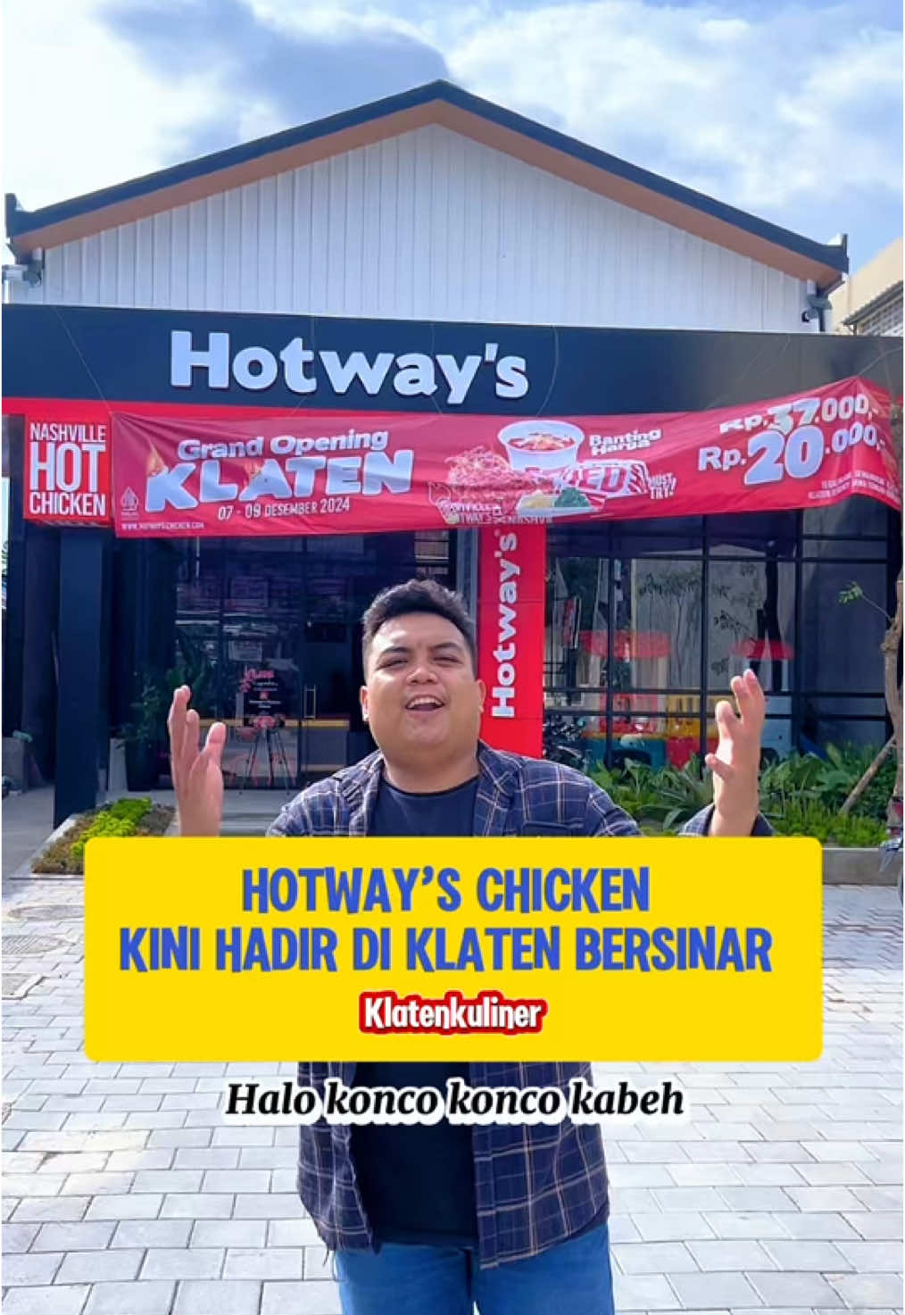 Hallo konco-konco Klaten, tak kasih info Geden. Saiki @hotwaychicken.id hadir di Klaten Bersinar. Tanggal 7-9 Desember 2024 ada Promo Grand Opening BANTING HARGA harga 20rb (Ayam nashville, rice, scramble egg, crispy spinach dan ice tea). Promo berlaku untuk pembelian dine in dan take away. Selain itu ada menu signature yaitu Nashville Hot Chicken dengan 5 level tingkat pedas. Tunggu opo meneh, langsung cuuuuuussss… Syarat Follow IG @hotwayschicken.id (1 account get 1 promo) #hotwayschicken #hotwayschickenklaten #klatenkuliner #klatenfoodie #exploreklaten #kabupatenklaten 