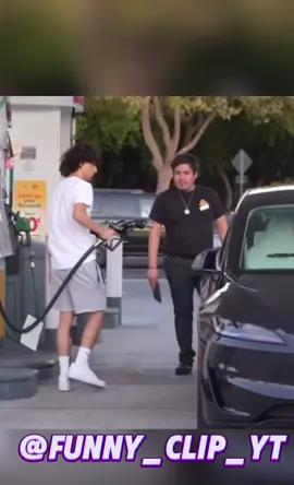 Get gas on a Tesla?🤣💀 #daviduploads #funniestclips #funnymoments #fyp 