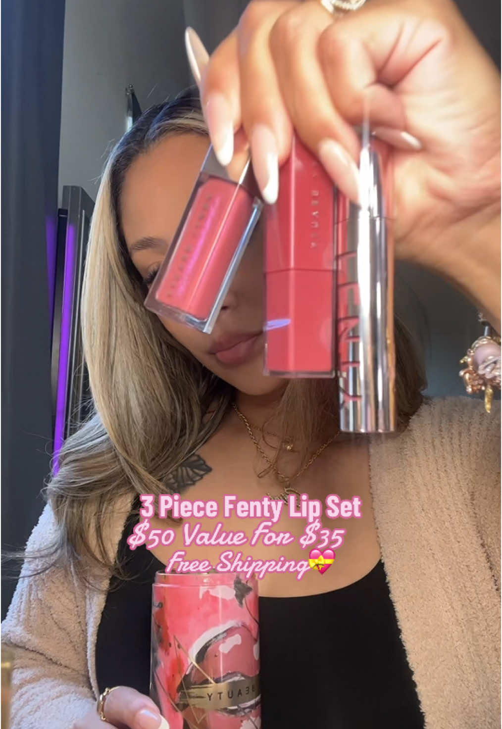 Fenty’s iconic lip trio for only $35?! 💄✨ A $50 value + FREE shipping 😍 Get your lips holiday-ready—don’t wait! 🎁👄 #itsririszn #fentybeauty #fenty #fentyririgloss #fentyririlipliquid #liquidlipstick #lipstickset #TikTokShop #tiktokshopping #newyearnewaura #tiktokshopholidayhaul  #giftguide #ttsdelight 