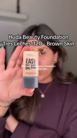 This has been my favorite lately, the formula, color, feel on the skin!!🤎 love the more neutral undertones of this foundation, its perfect when blended out its a good match!  #hudabeauty #easyblur #brownskin #brownskinfoundation #browngirlies #fyp #mua #foryou #tresleches 