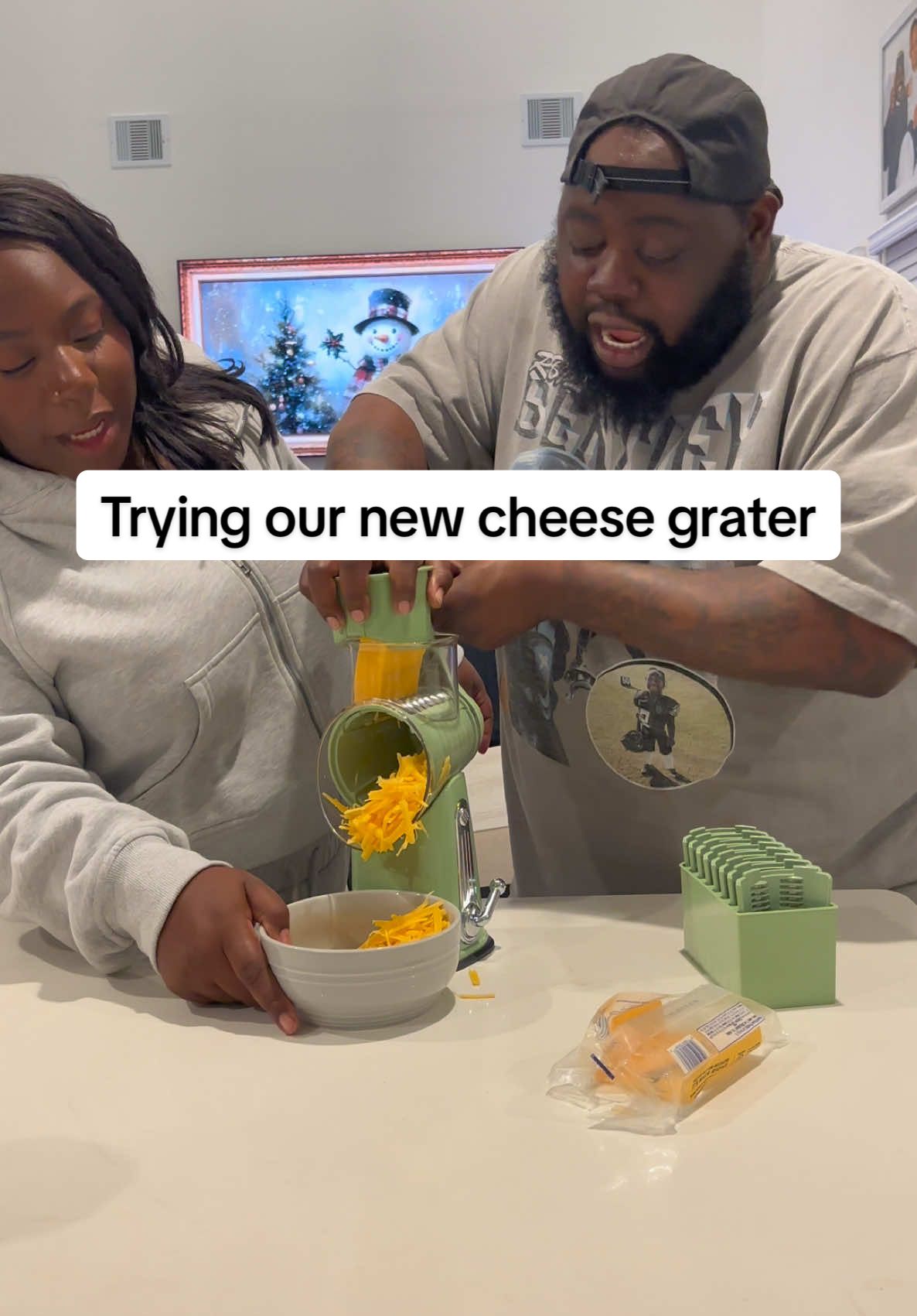 Wait .. The way Snacks was so excited to grate the cheese 🤣🥹 #susteas #husbandwife #couplegoals #family 