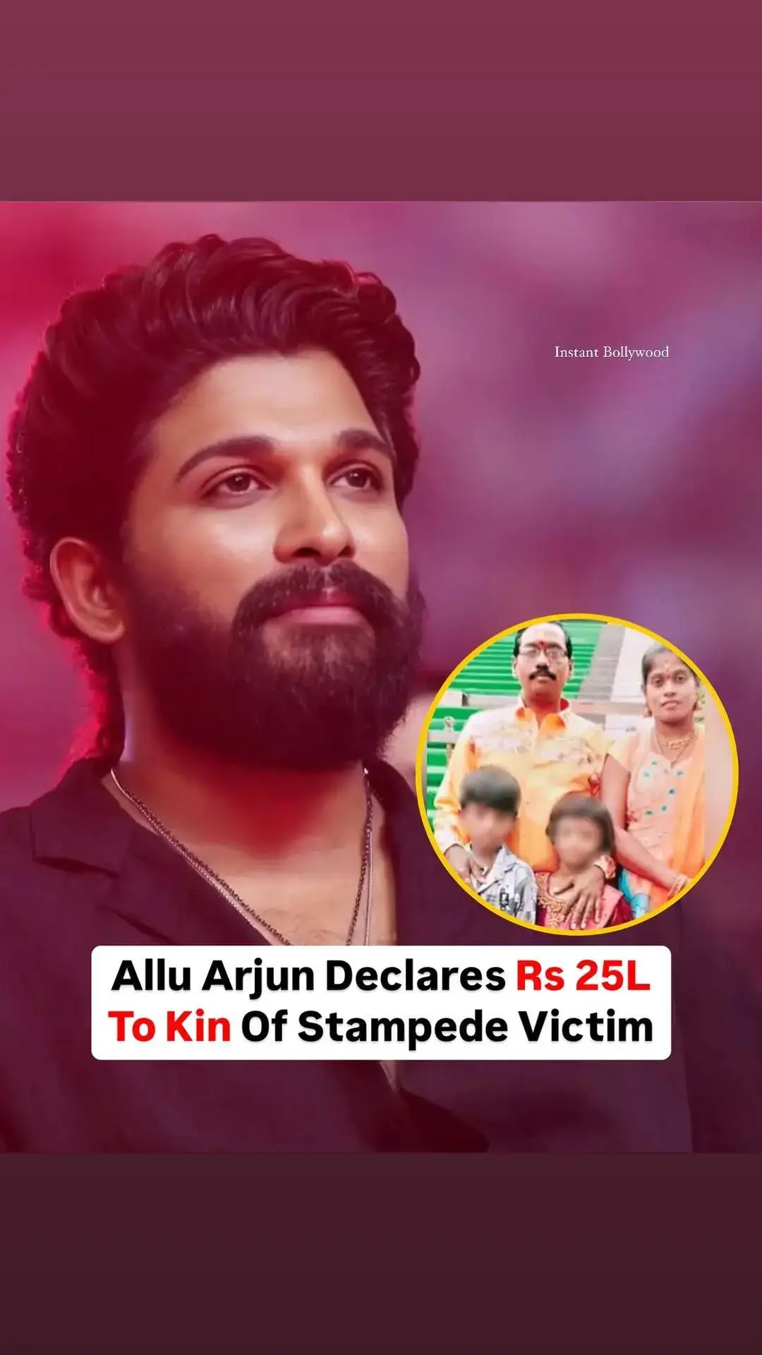 Actor Allu Arjun on Friday announced a sum of Rs 25 lakh to the family of a woman who died due to asphyxiation at a theatre screening Pushpa 2 premiere show in Hyderabad. In a video posted on X, the 42-year-old actor said “Whatever we do, this loss can never be covered. From our side, we want to say that we are emotionally there for you. Whatever help you need, we are there for you, and on my behalf, I would like to donate an amount of 25 lakhs just as a goodwill gesture to secure their future and especially children. I’ll be there for them if they need any kind of support, I will try to be there,” he said in the video, expressing condolences. #alluarjun