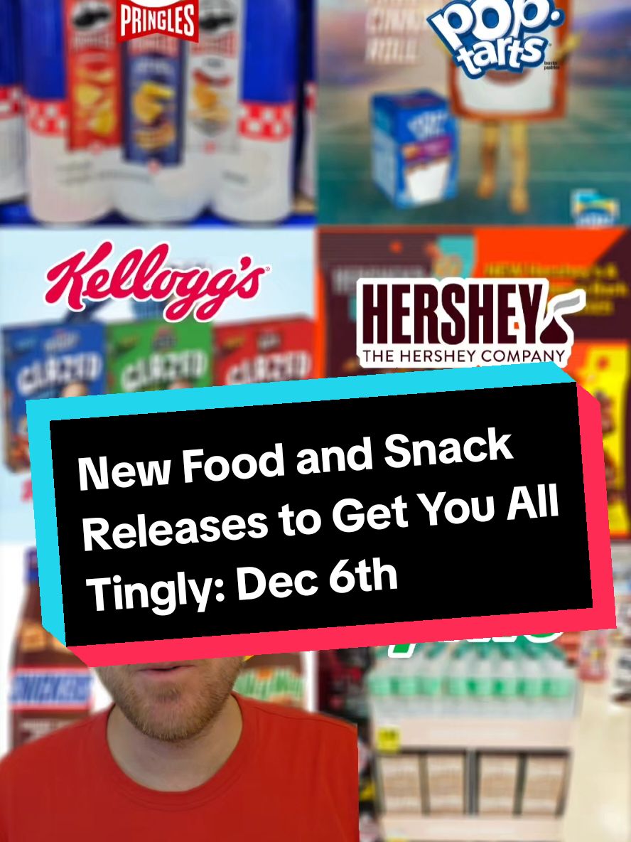 It's been a while since I've done a new snack video and we've got some good ones! First are the Loaded Hot Dog Pringles which I bought the moment I saw them at Costco! Then the return of Frosted Cinnamon Roll Pop-Tarts which is one of the great flavors and deserves to be permanent! Kellogg's has three new Glazed Donut Holes cereal from Frosted Flakes, Apple Jacks, and Krave. We've got new Snickers, Twix, and Milky Way milk coming soon and then the new Hershey's and Reese's Pieces bark coming in February! And last is the Sprite Vanilla Frost which is at Kroger stores for the holidays. Are you grabbing any of these? . . #snacks #snack #newsnacks #snacktok #pringles #poptarts #hershey #Reeses #sprite #FoodTok 