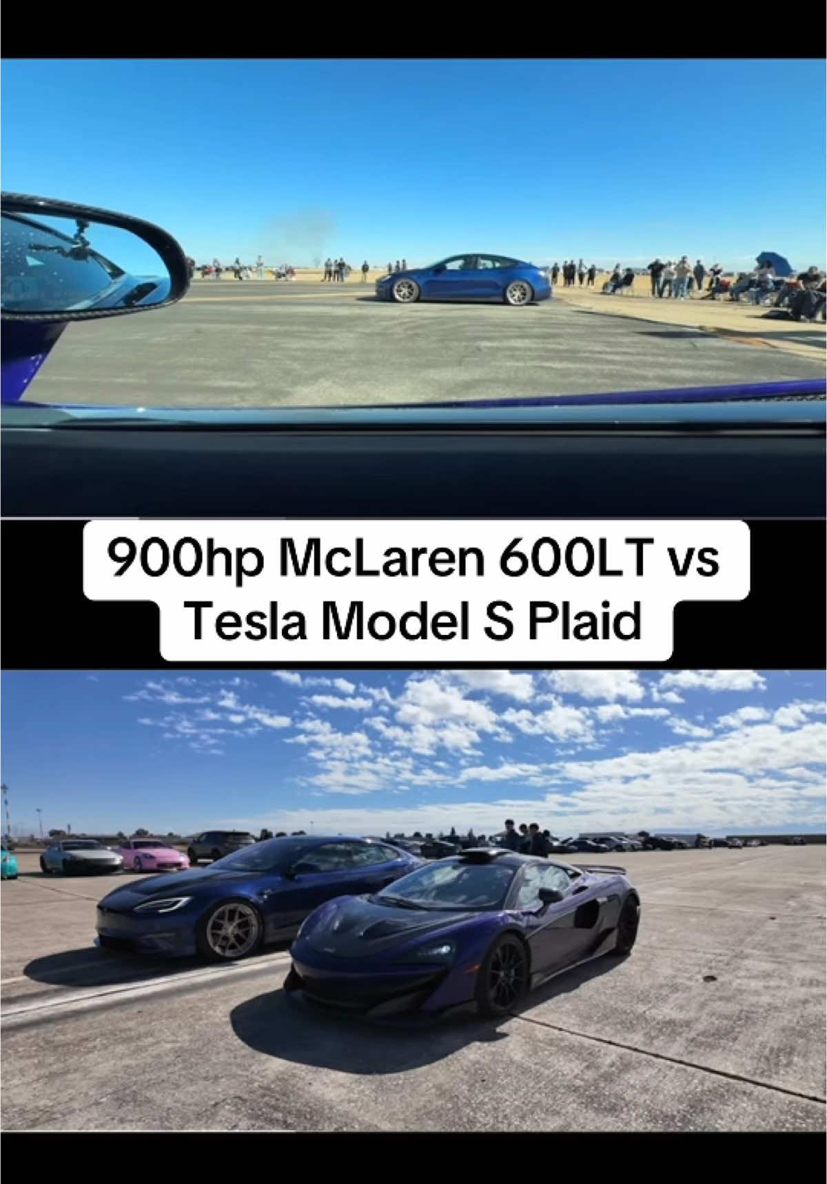 900hp McLaren 600LT vs Tesla Model S Plaid! #mclaren #600lt #tesla #models #plaid #mclaren600lt #teslamodelsplaid #teslamodels #ev #supercar #dragrace #rollrace #rollracing #viralvideo #trending #carsoftiktok #cars #carslover #vehiclevirgins 