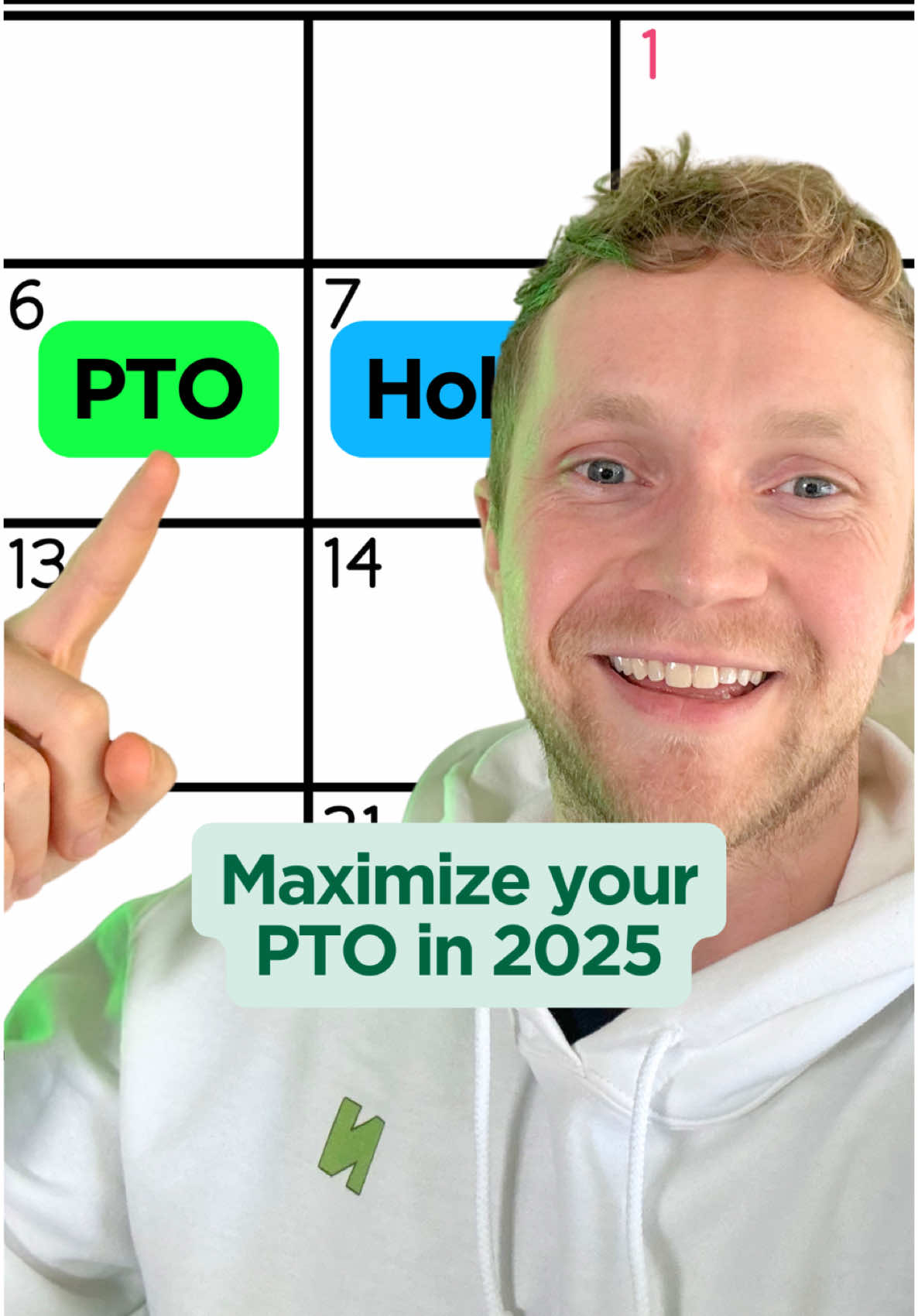 How to maximize your Paid Time Off in 2025. Full calendar is listed below! 👇 New Year For the New Year, you can get 5 consecutive days off by using 2 days of PTO Wednesday Jan 1st - Bank Holiday Thursday Jan 2nd - Take PTO Friday Jan 3rd - Take PTO Saturday Jan 4th - Weekend Sunday Jan 5th - Weekend Memorial Day (May 24th - June 1st) The next one is Memorial Day. You can get 9 consecutive days off by taking 4 days of PTO. Saturday May 24th - Weekend Sunday May 25th - Weekend Monday May 26th - Bank Holiday Tuesday May 27th - Take PTO Wednesday May 28th - Take PTO Thursday May 29th - Take PTO Friday May 30th - Take PTO Saturday May 31st - Weekend Sunday June 1st - Weekend Juneteenth (June 14th - June 22nd) You can get 9 consecutive days off by taking 4 days of PTO. Saturday June 14th - Weekend Sunday June 15th - Weekend Monday June 16th - Take PTO Tuesday June 17th - Take PTO Wednesday June 18th - Take PTO Thursday June 19th - Bank Holiday Friday June 20th - Take PTO Saturday June 21st - Weekend Sunday June 22nd - Weekend 4th of July (June 28th - July 6th) You can get 9 consecutive days off by taking 4 days of PTO. Saturday June 28th - Weekend Sunday June 29th - Weekend Monday June 30th - Take PTO Tuesday July 1st - Take PTO Wednesday July 2nd - Take PTO Thursday July 3rd - Take PTO Friday July 4th - Bank Holiday Saturday May 10th - Weekend Sunday May 11th - Weekend Labor Day (August 30th - September 7th) You can get 9 consecutive days off by taking 4 days of PTO. Saturday August 30th - Weekend Sunday August 31st - Weekend Monday September 1st - Bank Holiday Tuesday September 2nd - Take PTO Wednesday September 3rd - Take PTO Thursday September 4th - Take PTO Friday September 5th - Take PTO Saturday September 6th - Weekend Sunday September 7th - Weekend Christmas / New Year You can get 16 consecutive days off by taking eight days of PTO  Saturday December 20th - Weekend Sunday December 21st - Weekend Monday December 22nd - Take PTO Tuesday December 23rd - Take PTO Wednesday December 24th - Take PTO Thursday December 25th - Bank Holiday Friday December 26th - Take PTO #pto #paidtimeoff #travelhacks #2025 #travel #nerdwallet #travelplanning #2025travel