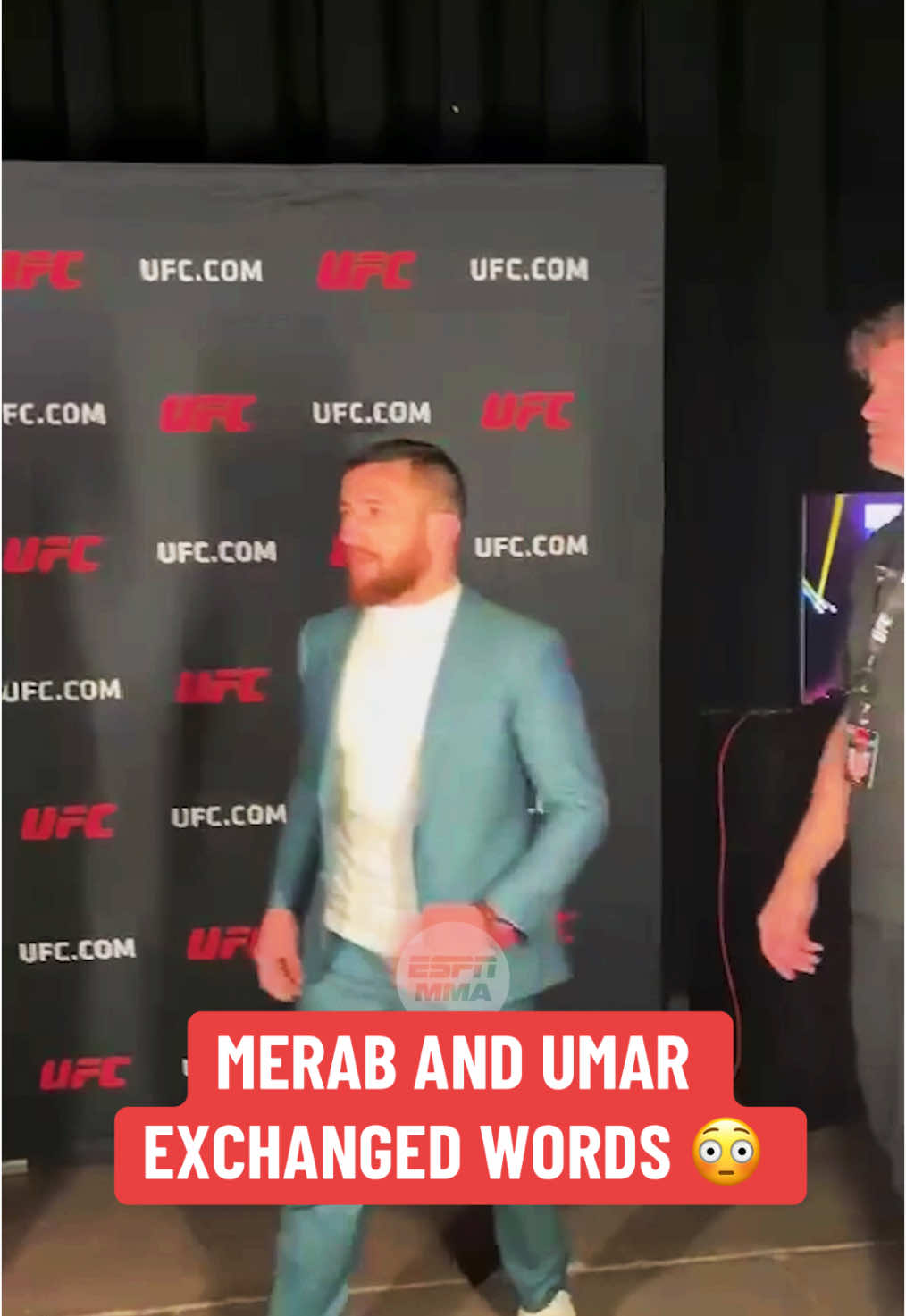 Things got chippy backstage between #MerabDvalishvili and #UmarNurmagomedov before their #UFC311 press conference 👀 #UFC310 (via @Carlos Contreras Legaspi) #UFC #MMA #combatsports 