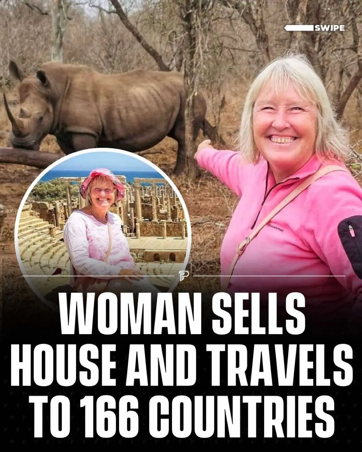 Lynn Stephenson, 61, sold her home two years ago to travel the world and has now visited 166 countries. ✈️ Inspired by her love for travel and the end of lockdowns, she aims to visit every nation, sharing her adventures online. Highlights include swimming with sea creatures in the Galapagos Islands and exploring Iran, her favorite destination. Currently in the South Pacific, she praises the kindness of people she meets and hopes to inspire others to travel. #RoadTo16Million #Pubity  (📸 by SWNS)