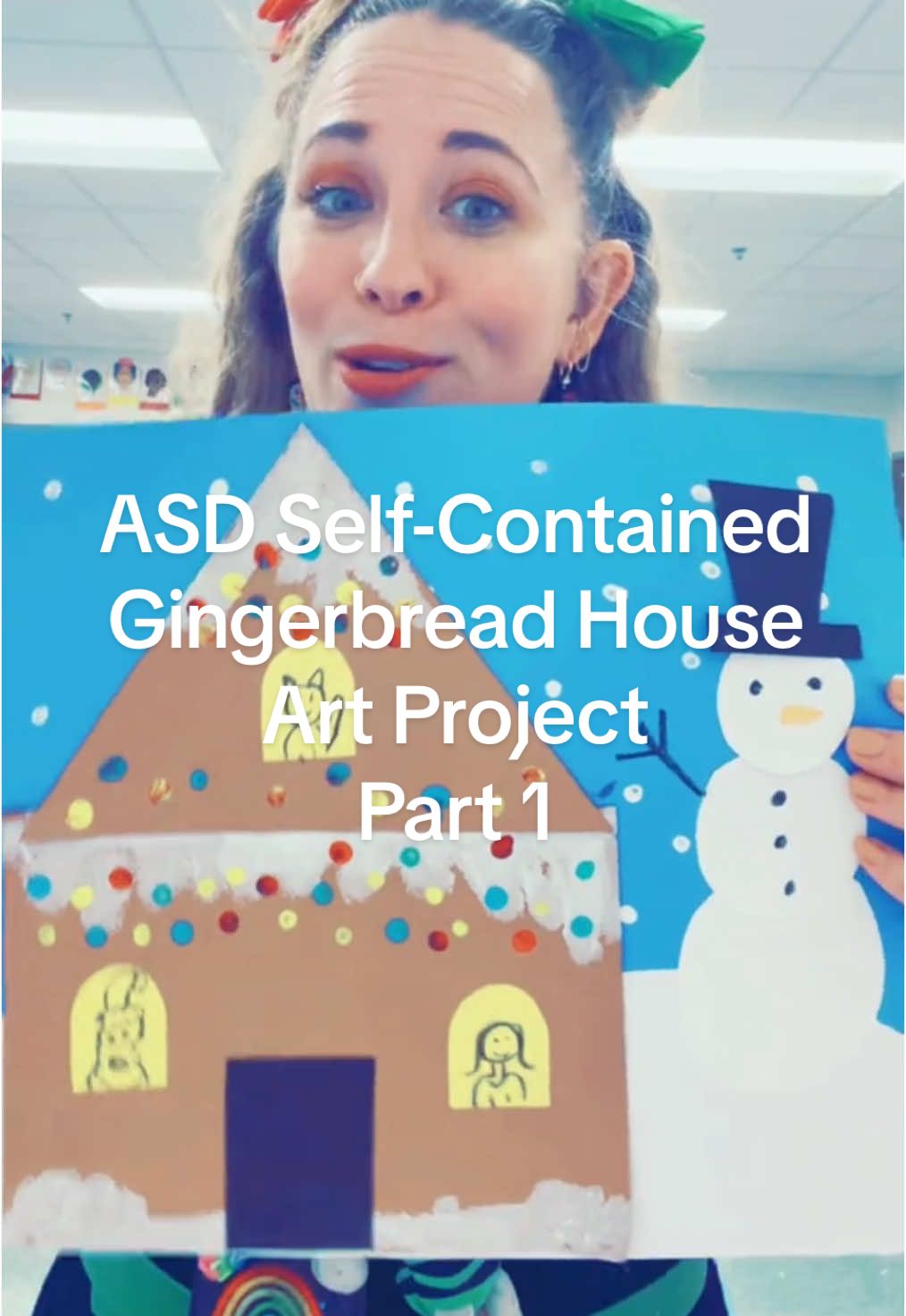 ASD Self-contained gingerbread house art project! * * * #ASDSelfContained #AdaptiveArt #ASDArt #ASD #AutismSpectrumDisorder #ASDArtProject #AdaptiveArtProject #ElementaryArt #PreKArt #PreKArtProject #SensoryArt #SpecialNeeds  #ASDArtActivity #SpecialNeedsArtActivity #SpecialNeedsArt #Collage #Thanksgiving #GingerbreadHouseCollage #GingerbreadHouse #HolidayArtProject #GingerbreadHouseArt 