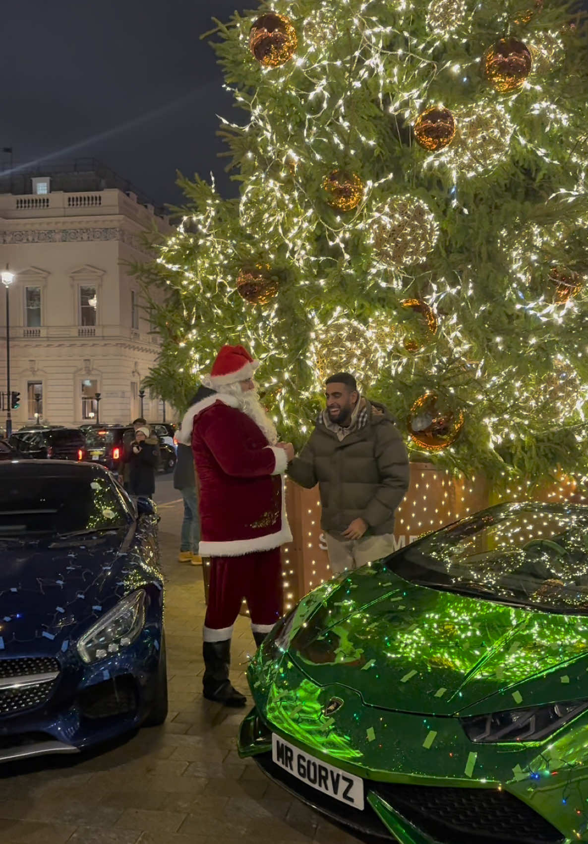 I turned my Lamborghini into a Christmas Tree 😱 #christmascars #mrgurvz #carsofttiktok #supercars #fyp 