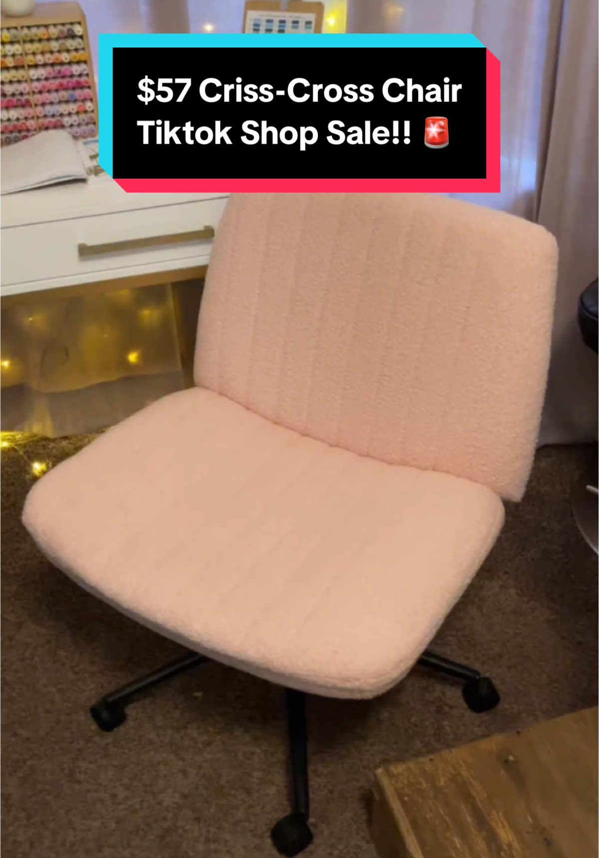 $57 is craaaazy. Get this deal while you can. You’ll be so cozy. 🥹💜 #crisscrosschair #crisscross #officechair #TikTokShop #desktour #office 