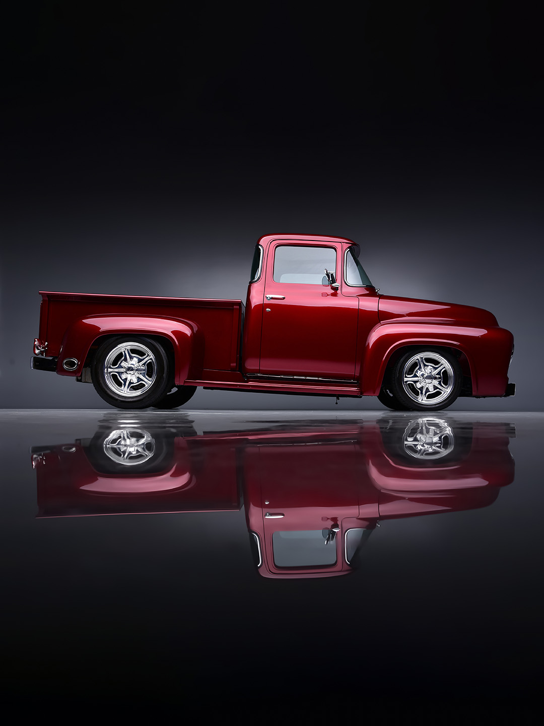 This 1956 @ford #F100 #custom #pickup sure is a showstopper! Under the hood is a tuned LS7 with a hot cam and headers paired with a 4L70E auto trans. Riding on a boxed frame with all-Corvette suspension by Paul Newman, it's headed to a new home, Jan. 18-26 when it sells with No Reserve at the 2025 #Scottsdale Auction.