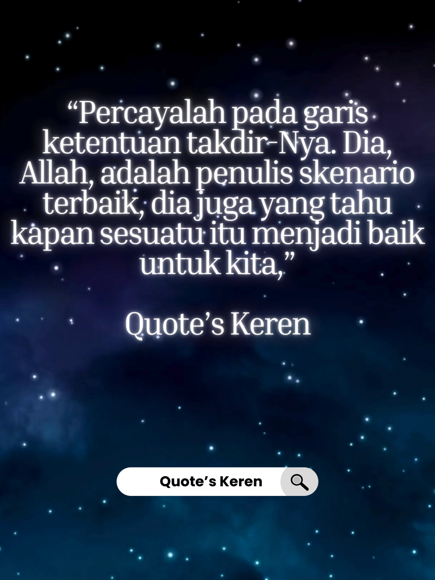 “Percayalah pada garis ketentuan takdir-Nya. Dia, Allah, adalah penulis skenario terbaik, dia juga yang tahu kapan sesuatu itu menjadi baik untuk kita,” #fypage #fyppppppppppppppppppppppp #fyp #viralvideo #viraltiktok #dress #tuhan #viral #quoteskeren #quotes #world #indonesia #english #untukmu #cintaku #cicakdidinding #just4fun #korek #alquran #kucinta