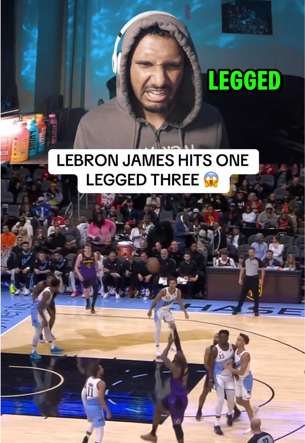 LeBron James does it all with a one leg three point shot😩 #lebronjames #lebron #threepointer #NBA #basketball #fyp