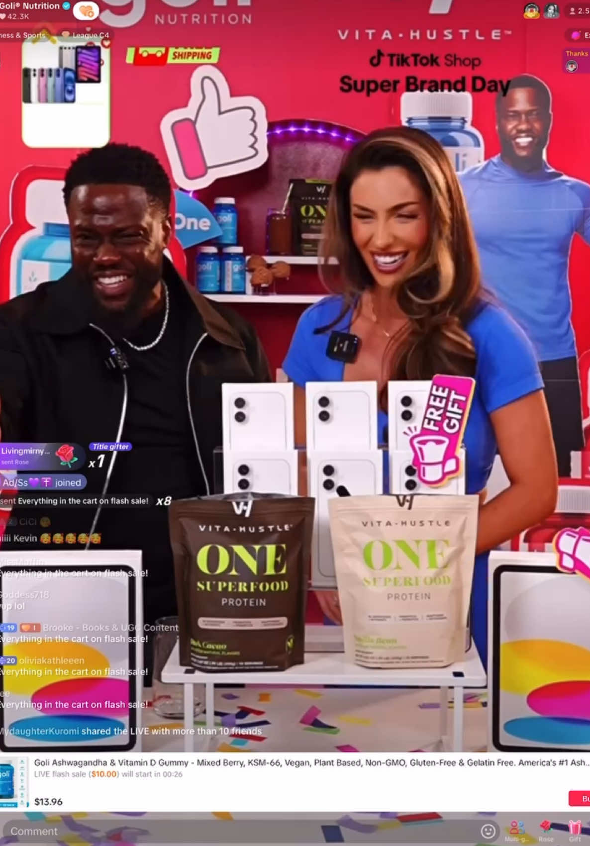 Livestream hosting with @Kevin Hart and nutrition brands! Follow me to tune into our next super live!💗❤️ #live #livestream #liveselling #kevinhart #SuperBrandDay #hosting 
