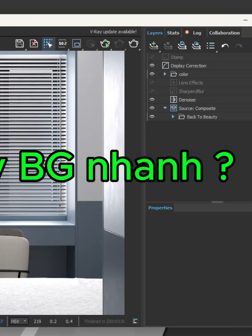 Thay thế nhanh BG #thuthuat3dmax #vrayrender #vray7 #3dsmax #rendernoithat #3D