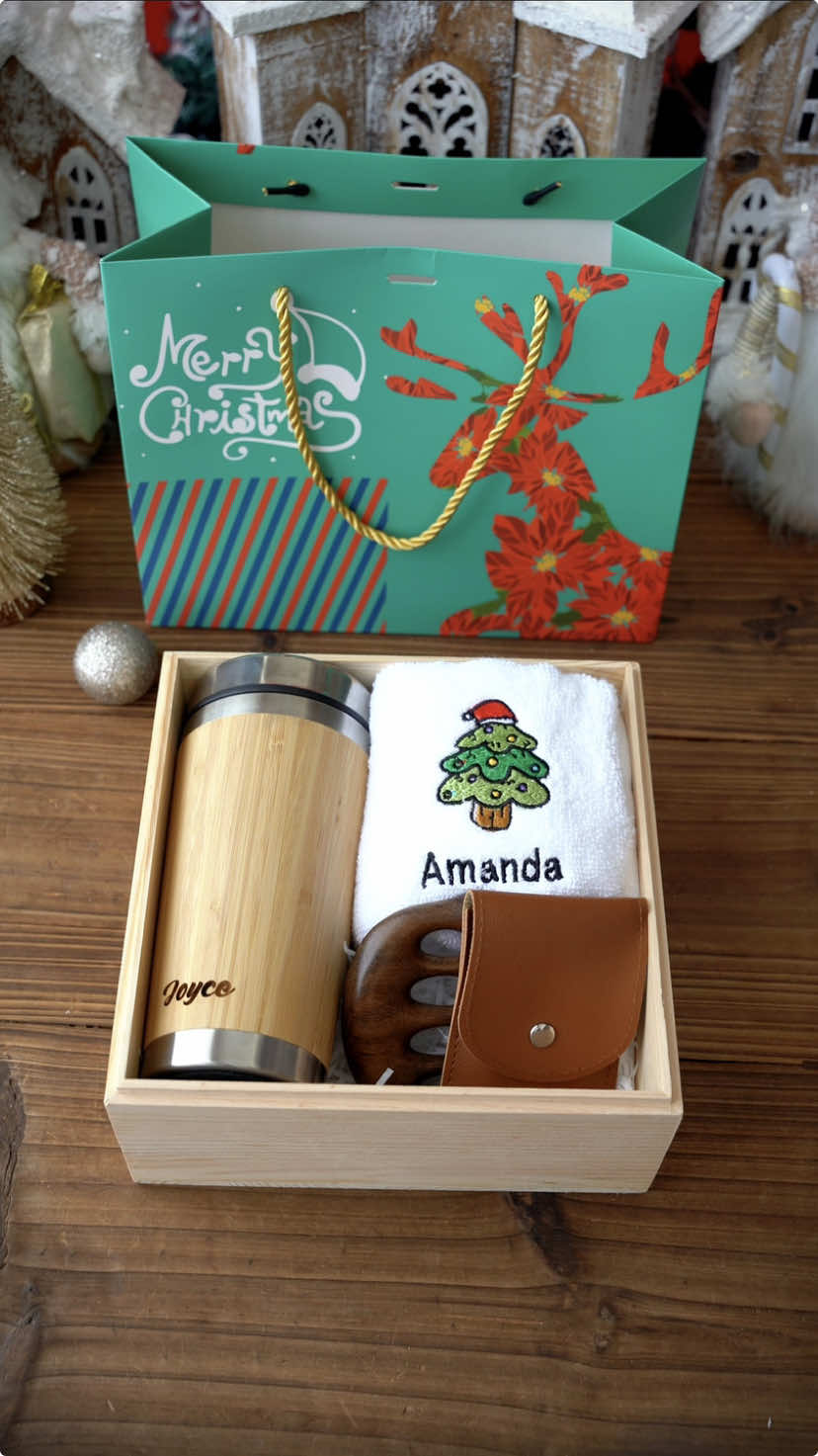 Make this Christmas unforgettable with the 2024 Christmas Tumbler Wooden Box Set. 🎄🤩This beautifully crafted set includes everything needed for relaxation and self-care—a tumbler, towel, massage comb, and manicure set—all wrapped up in a stunning wooden box for the ultimate gift.💚❤️ #christmasgift #christmas #christmas2024 #christmasgiftideas #giftshop #practical #ecofriendly #Christmas #giftset #personalisedgift 