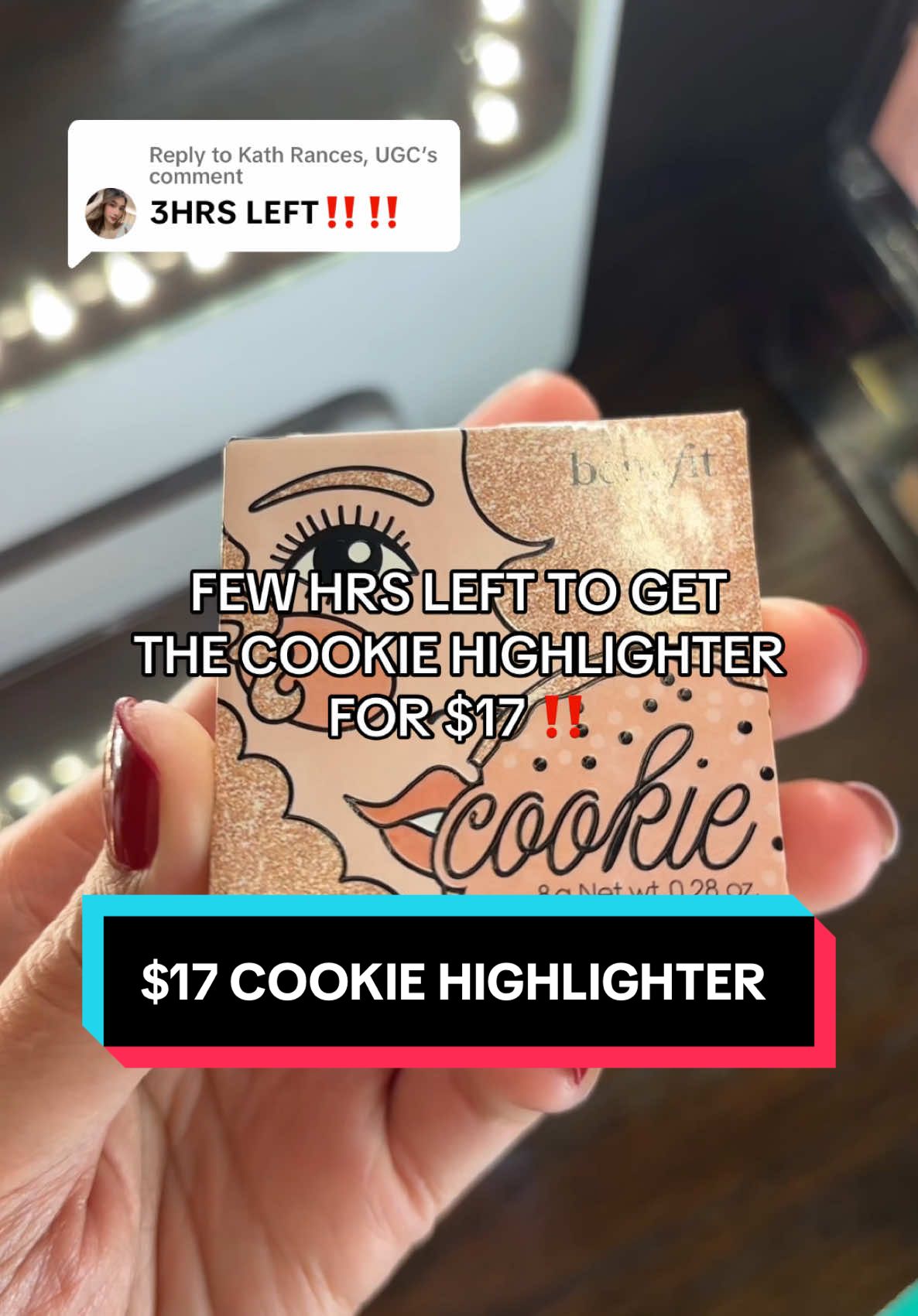 Replying to @Kath Rances, UGC RUNNINGGG‼️ #cookiehighlighter #highlighter #beauty #makeup #benefitcosmetics @Benefit Cosmetics #tiktokshopmademebuyit #creatorsearchinsights #tiktokshopholidaydeals