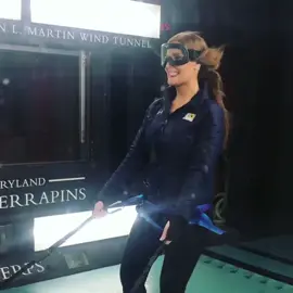 girl wind tunnel blowing