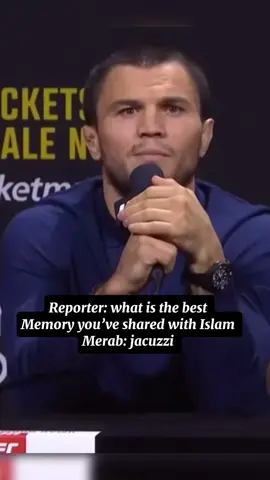 Reporter: what is the best  Memory you’ve shared with Islam  Merab: jacuzzi 💀 #islammakhachev #merabdvalishvili #UFC 