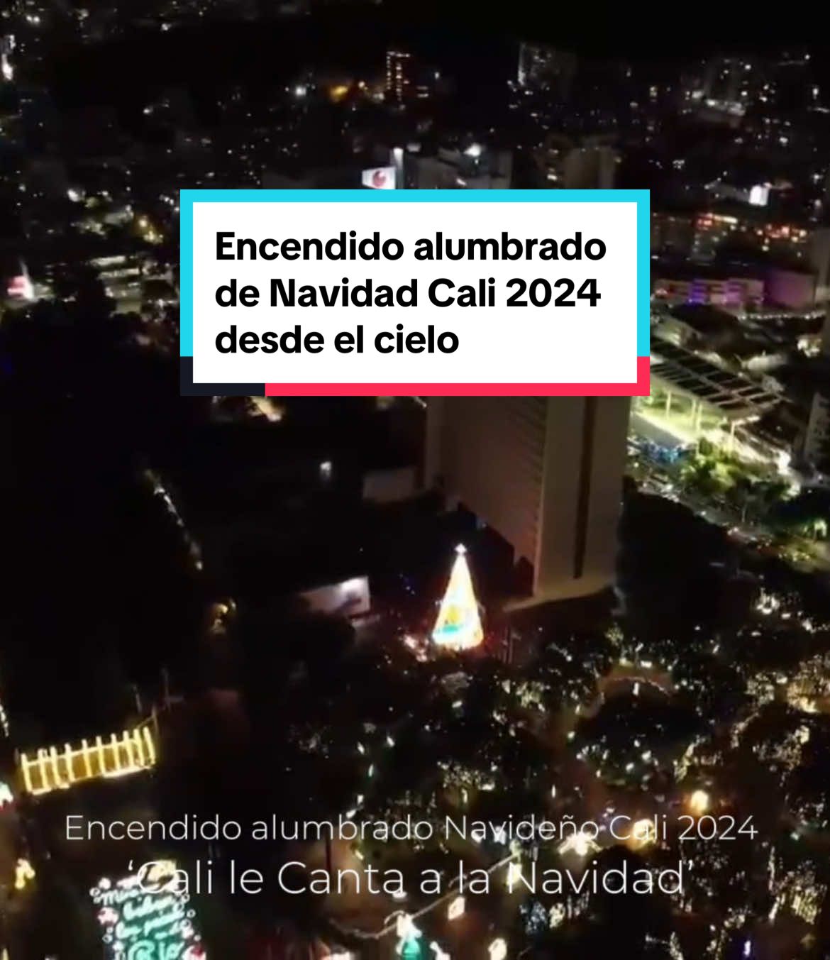 Así se vio desde el cielo el encendido del alumbrado navideño 2024 de nuestra bella ciudad. ‘Cali le Canta a la Navidad! 🤩🎄 #Navidad2024 #AlcaldiaDeCali #AlejandroEder #ArbolDeNavidad #Drone