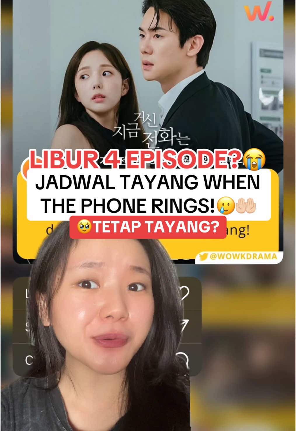 Bisa yuk tetep tayang minggu depan😭 udah keburu penasaran liat preview baek saeon sama hee joo🤏🏻 masa libur sampe 4 harii🤲🏻#WhenThePhoneRings #kdrama #TikTokTainment 