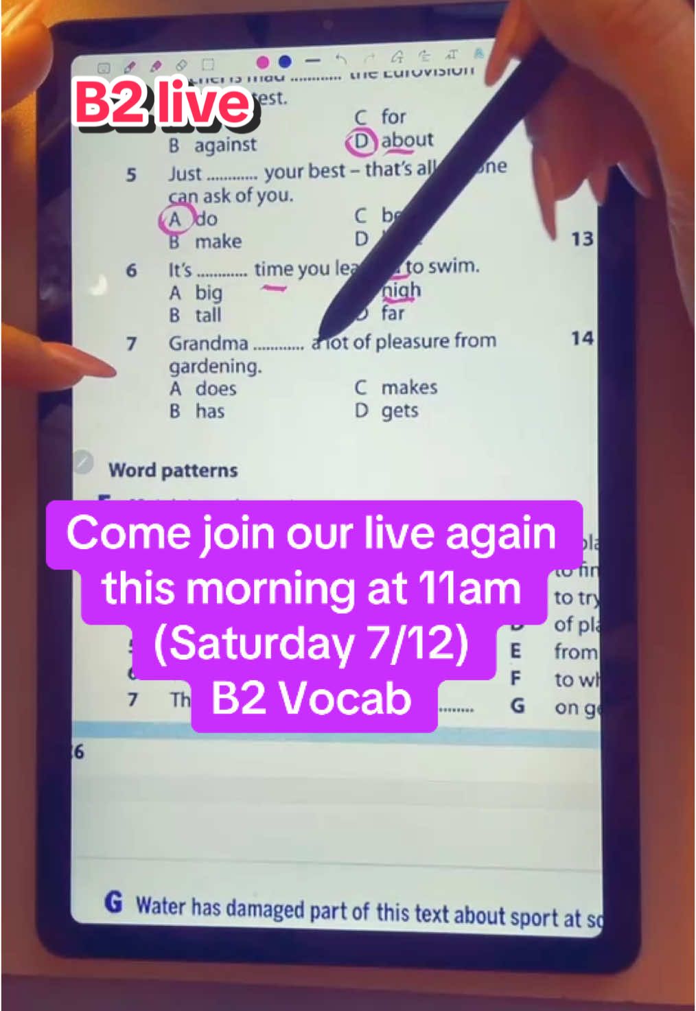 Jump on at 11am! Live B2 vocab and use of English    #LIVEhighlights #TikTokLIVE #LIVE #b2first #fce #useofenglish