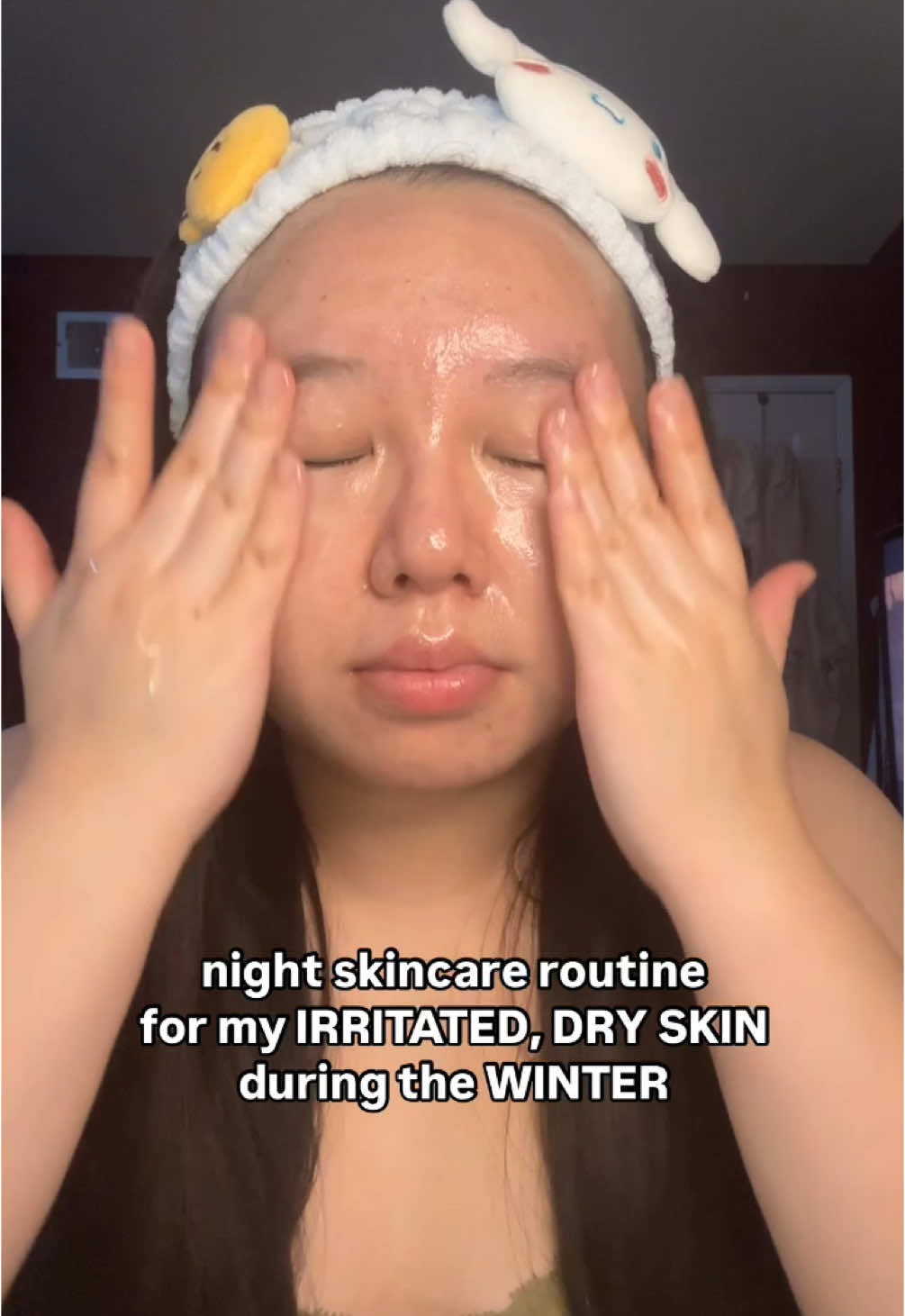 how crazy winter affects our skin because of cold temperature and low humidity! appreciating soothing skincare to protect my skin and recover! ☁️ @ilso_global natural mild cleansing oil  @byoma milky moisture cleanser  @Tower 28 Beauty sos daily rescue spray  @Jumiso Official snail mucin facial essence  @AXIS-Y dark spot correcting glow serum @Kiehl's Since 1851 creamy eye treatment  @Beauty of Joseon dynasty cream  @CNP Laboratory US propolis lipcerin fruity  @Miniso Official sanrio cinnamoroll headband  #dryskin #sensitiveskin #nightskincareroutine #nightskincare #skinrepair #calmingskincare #soothingskincare #healingskin